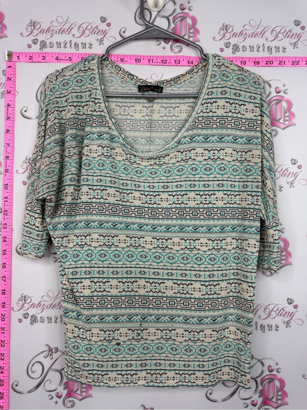 Dex Mint and Black Geometric Short Sleeve Tee